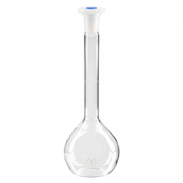 Messkolben 100ml mit Normschliff & PEHD Stopfen Messkolben 100ml mit Normschliff & PEHD Stopfen