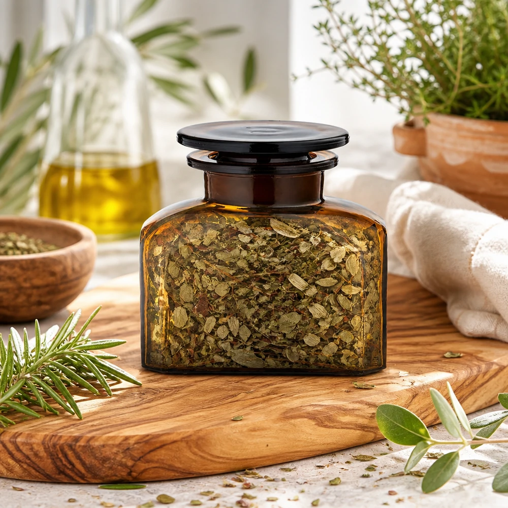 Stilvolle Vierkant-Apothekerflasche 150 ml Weithals für Kräuter und Gewürze Küche