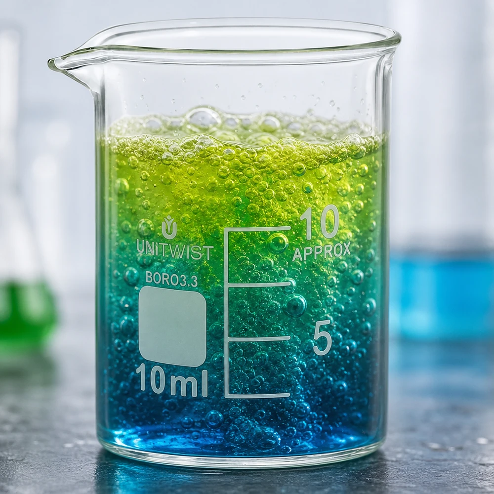 Becherglas 10ml Borosilikat, niedrige Form UNiTWIST UNiTWIST Becherglas 10ml mit Ausguss und APPROX-Markierung für präzise Laboranwendungen