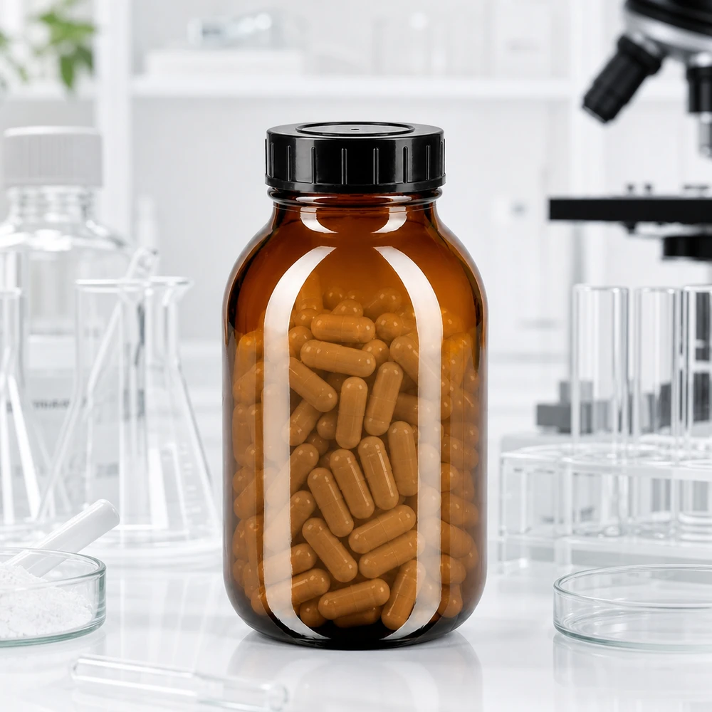 500ml Weithalsflasche Braunglas mit Schraubdeckel Robuste Weitmund-Glasflasche 500ml braun mit Schraubdeckel für sichere Medikamentenlagerung