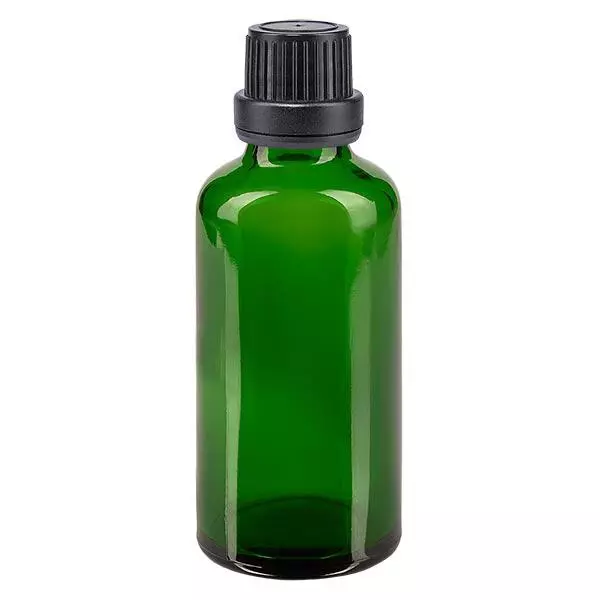 Apothekenflasche grün 50ml Schraubverschluss schwarz Dichteinlage Originalitätsverschluss