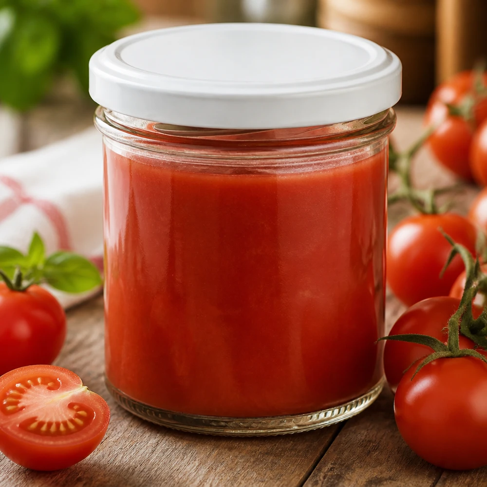Vorratsglas 125ml mit Tomatenpüree befüllt weißer Twist-Off Deckel UNiTWIST Glas Set