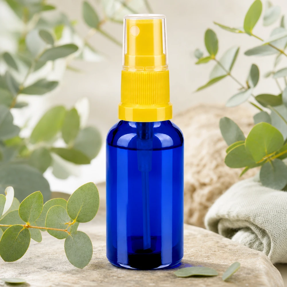 30ml Sprayflasche gelb/transparent Standardverschluss BlueLine UT18/30 Nachfüllbare Glassprayflasche 30ml mit präzisem Dosiersystem für sparsame Anwendung