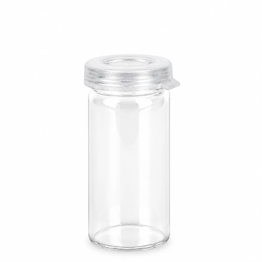 Tabletten/Rollrandglas 5ml klar mit Schnappdeckel Leeres zylindrisches Klarglas 5ml mit Schnappdeckel für pharmazeutische Anwendungen