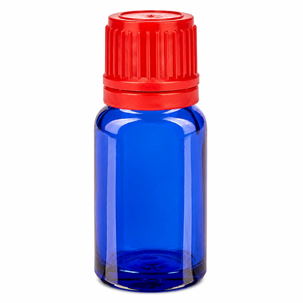 10ml Flasche 11mm Schraubverschluss rot Originalitätsverschluss BlueLine UT18/10 Hochwertige 10ml Glasflasche UT18/10 Gewinde mit Originalitätsverschluss für Laboranwendungen