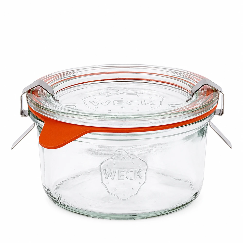 165ml Sturzglas komplett WECK RR80 165ml WECK Sturzglas RR80 mit Glasdeckel und orangem Gummiring, Einmachglas mit Bügelverschluss für Konservierung