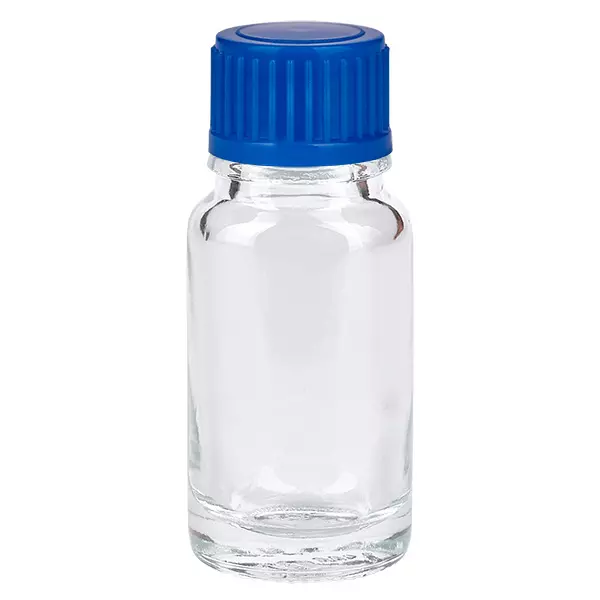 ClearLine 10ml Klarglas Fläschchen mit blauem Verschluss 11mm ideal für Kosmetik Pharmazie