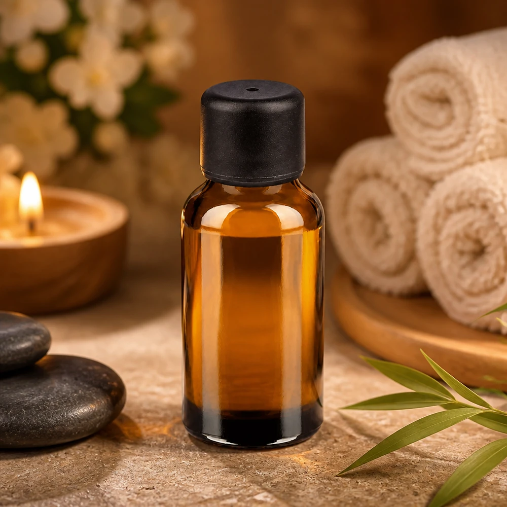 Premium 20ml Braunglasflasche mit schwarzem Schraubdeckel für hochwertige Öle und Essenzen