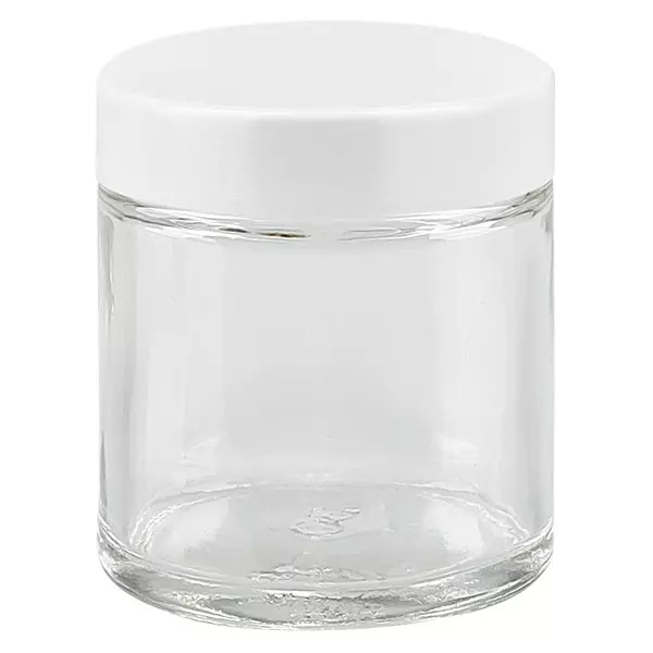 30ml Glastiegel. klar, mit weißem Bakelit ApoGlas 30ml Glastiegel. klar, mit weißem Bakelit ApoGlas