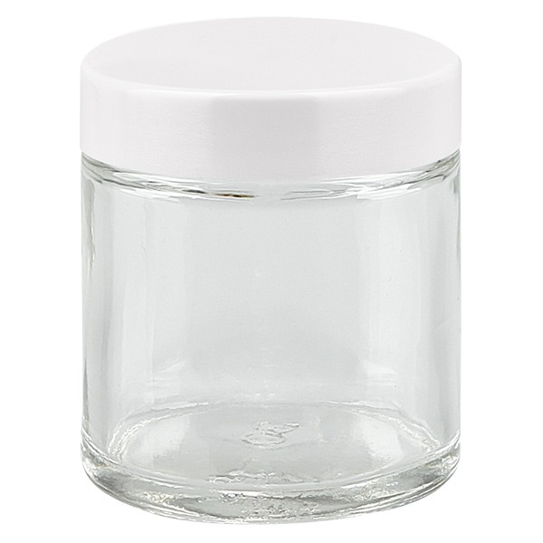 30ml Glastiegel. klar, mit weißem Bakelit ApoGlas 30ml Glastiegel. klar, mit weißem Bakelit ApoGlas