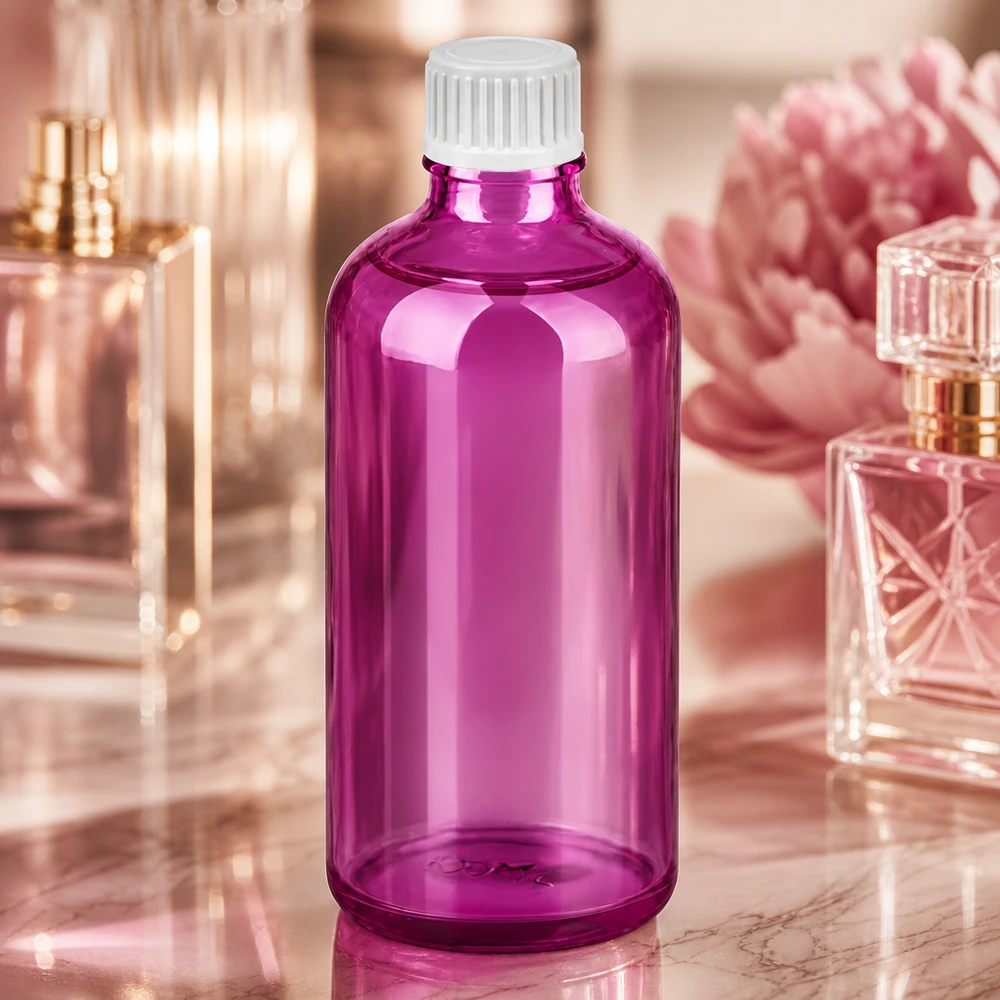 Premium Tropfflasche lila-transparent 100ml mit ergonomischem Design und sicherem Verschluss