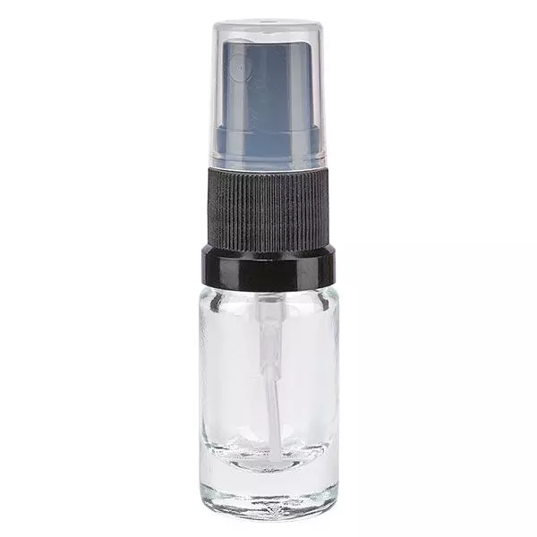 Apothekenflasche klar 5ml Sprayaufsatz schwarz Apothekenflasche klar 5ml Sprayaufsatz schwarz