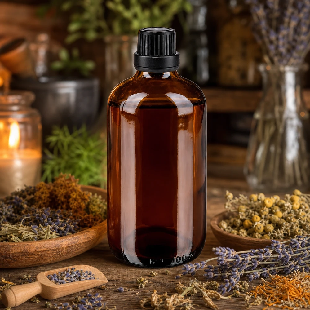 Apothekenflasche braun 100ml Schraubverschluss schwarz Dichteinlage Originalitätsverschluss Hochwertige braune Apothekerflasche 100ml mit schwarzem OV-Verschluss für pflanzliche Tinkturen
