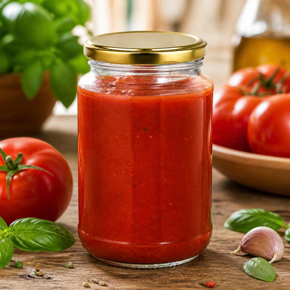320ml UNiTWIST Konservierungsglas mit BasicSeal Golddeckel ideal für selbst gekochte Tomatensoße