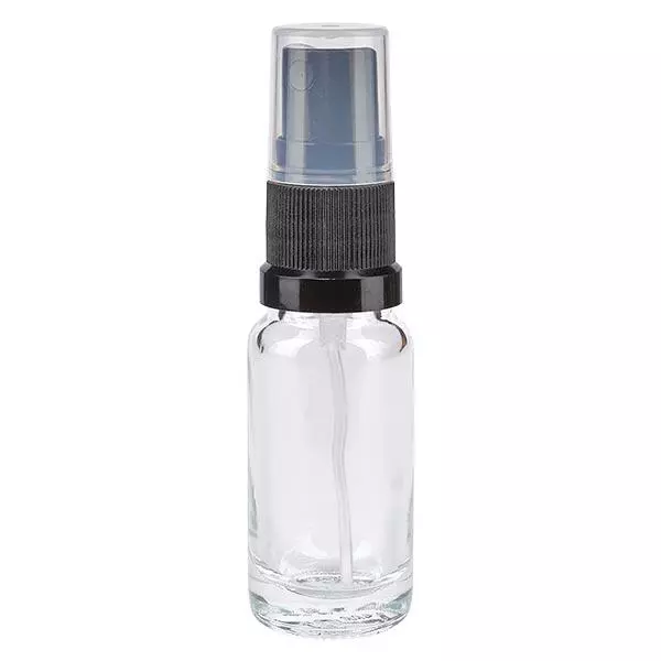 Apothekenflasche klar 10ml Sprayaufsatz schwarz Apothekenflasche klar 10ml Sprayaufsatz schwarz