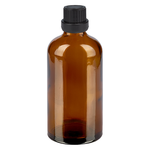 100ml Tropfflasche 2mm schwarz Originalitätsverschluss BrownLine UT18/100