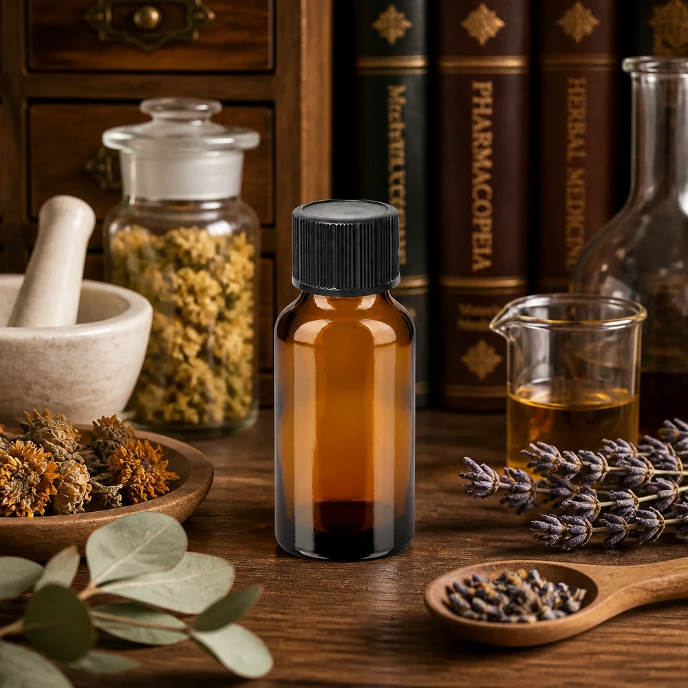 Professionelle 20ml Apotheker Tropfflasche aus getöntem Glas mit robustem Verschluss