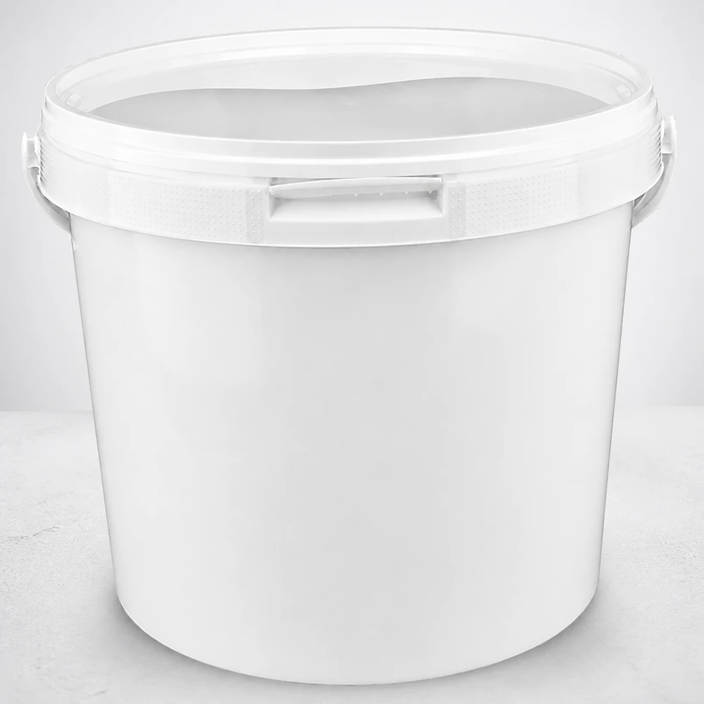 Zylindrischer PP-Eimer 5,6 Liter in Weiß mit Schnappverschluss für Gewerbe und Hobby