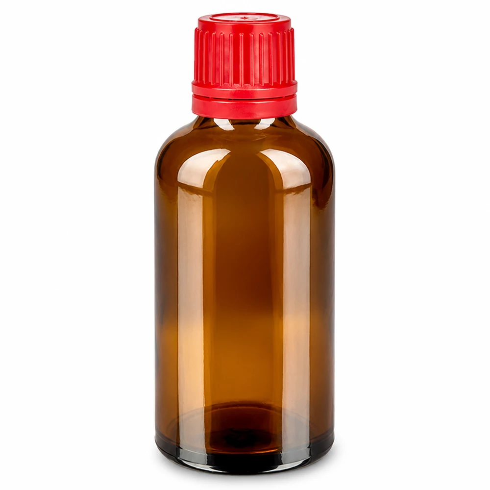 Professionelle 50ml Apothekerflasche BrownLine mit manipulationssicherem Originalitätsverschluss