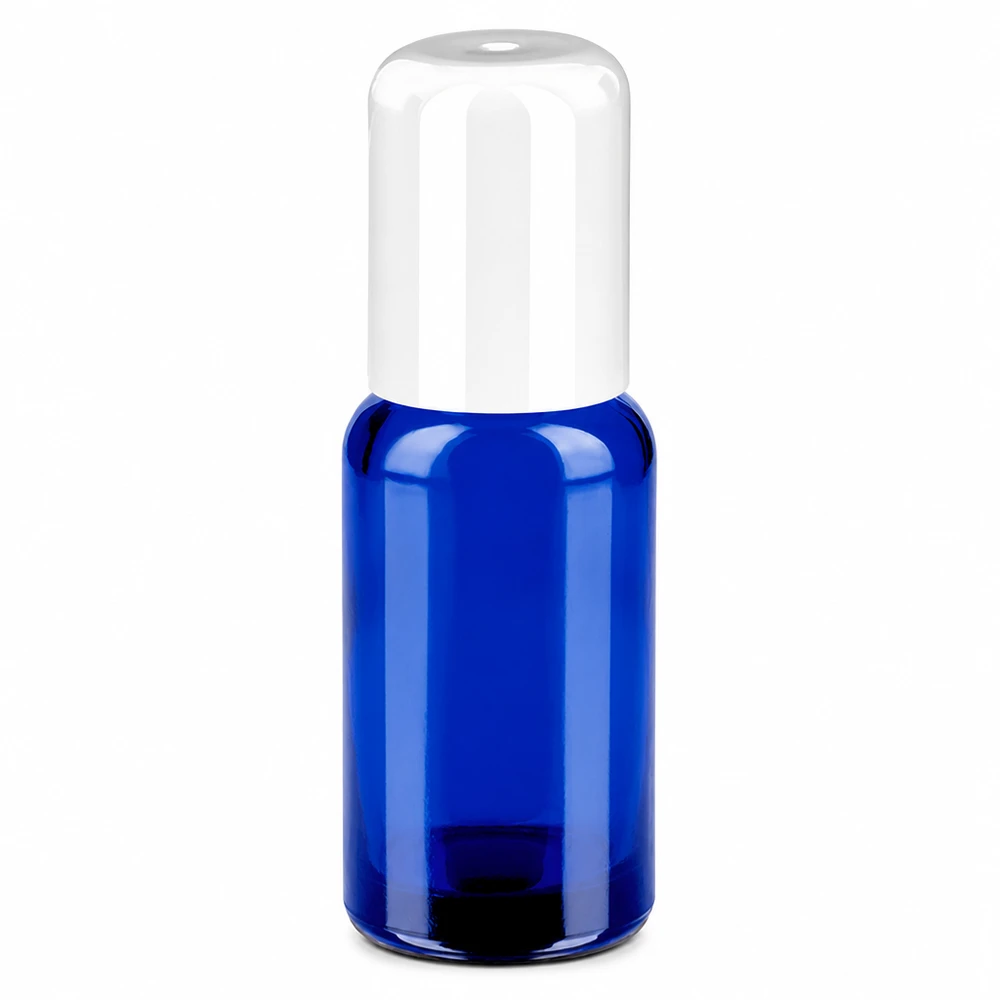Kompakte Roll-On Flasche 20ml blau weiss für Seren Öle und flüssige Kosmetikprodukte