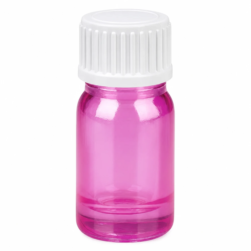 Handliche 5ml Glasflasche in Magenta mit auslaufsicherem Verschluss für Reise und Aufbewahrung
