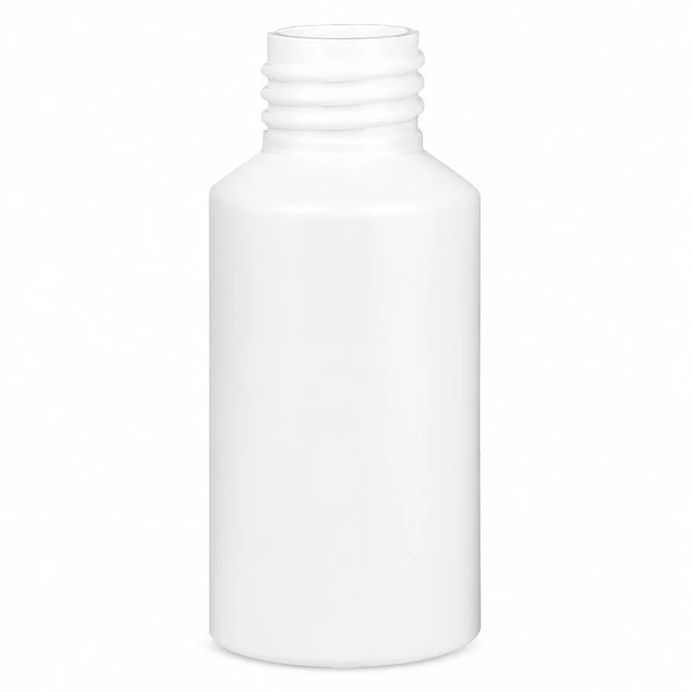 Apothekenflasche HDPE 50ml weiß, ohne Verschluss Apothekenflasche aus weißem HDPE Kunststoff 50ml mit engem Schraubhals