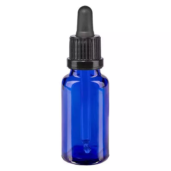 Apothekenflasche blau 20ml Pipette schwarz Originalitätsverschluss Apothekenflasche blau 20ml Pipette schwarz Originalitätsverschluss