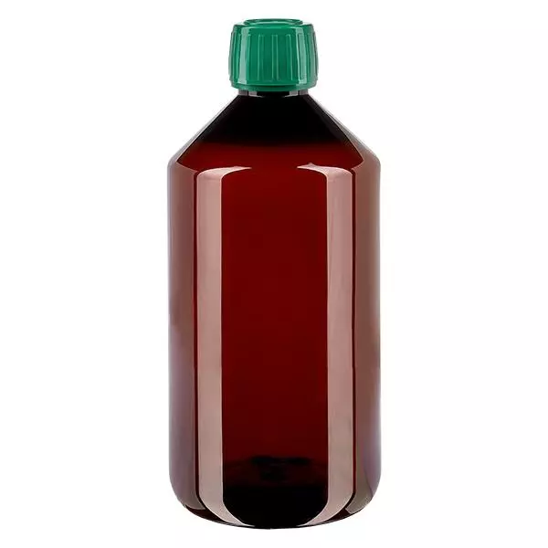 PET Flasche 750ml mit grünem Verschluss Originalitätsverschluss