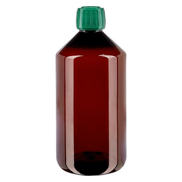 PET Flasche 750ml mit grünem Verschluss Originalitätsverschluss