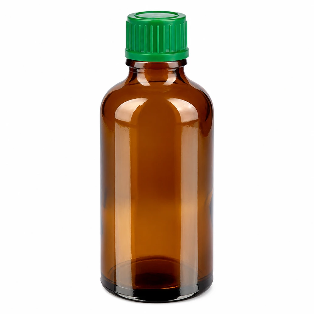50ml BrownLine Glasflasche mit grünem 11mm Verschluss für Pharmazie