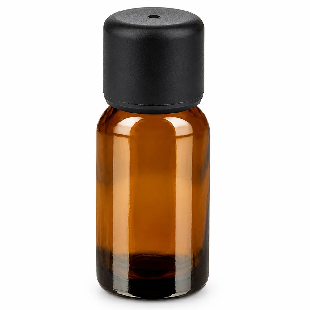 10ml Flasche 6mm Schraubverschluss schwarz Standard BrownLine UT18/10 UV-schützende 10ml Braunglasflasche mit mattschwarzem Deckel für empfindliche Öle