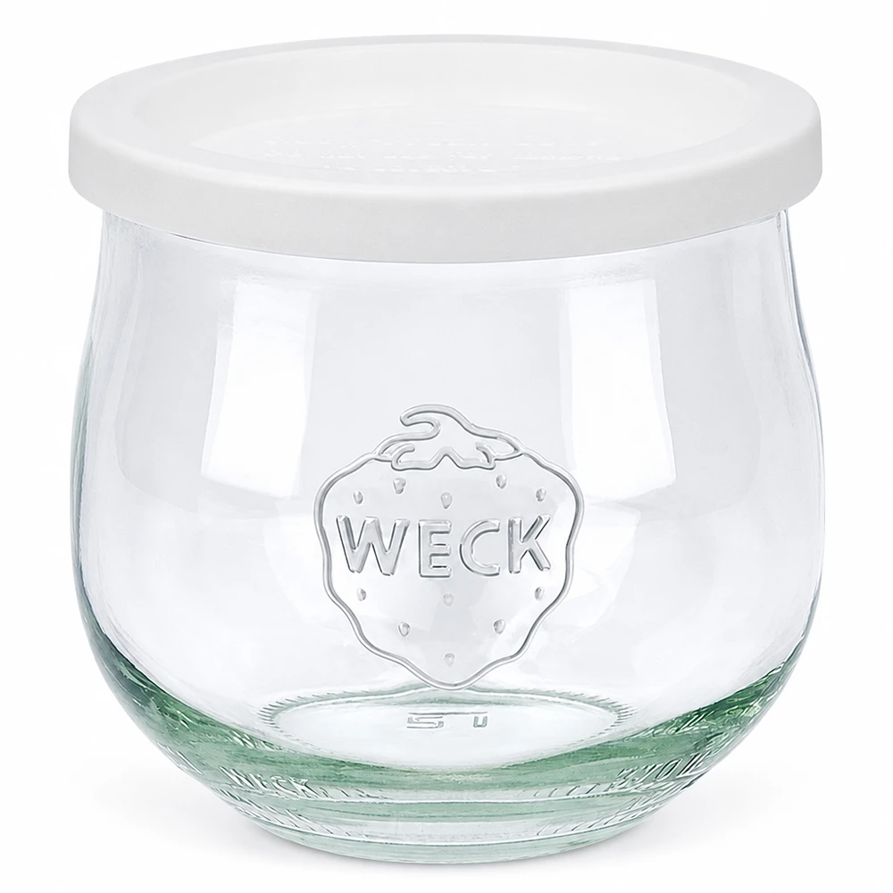 370ml Tulpenglas mit Frischedeckel WECK RR80 WECK Tulpenglas 370ml mit weißem Frischedeckel RR80 Einmachglas für Vorratshaltung und Konservierung