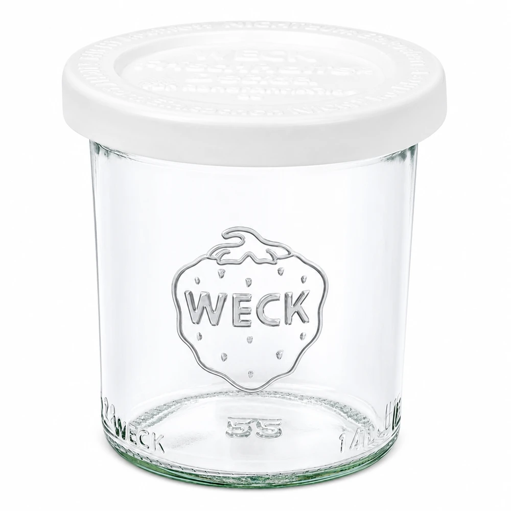 140ml Sturzglas mit Frischedeckel WECK RR60 WECK Sturzglas 140ml mit weißem Frischedeckel RR60 Einmachglas aus Glas für Marmelade und Konserven