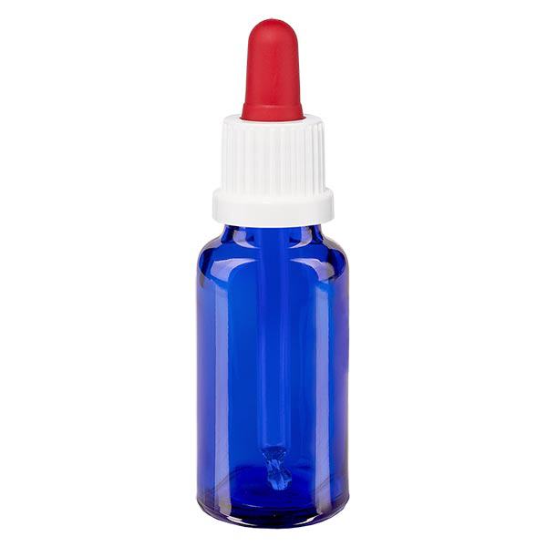 Apothekenflasche blau 20ml Pipette weiß/rot Originalitätsverschluss