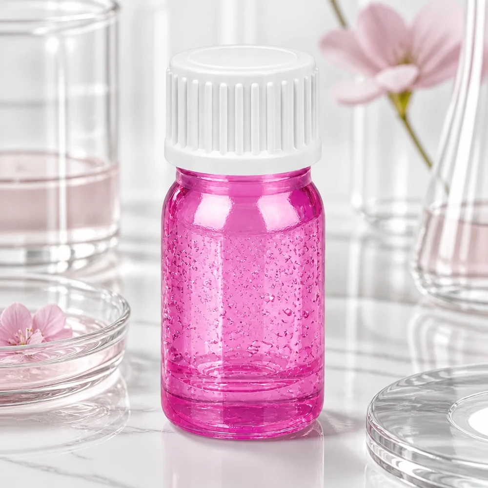 Transparente 5ml Glasflasche rosa eingefärbt mit robustem Verschluss für professionelle Anwendung
