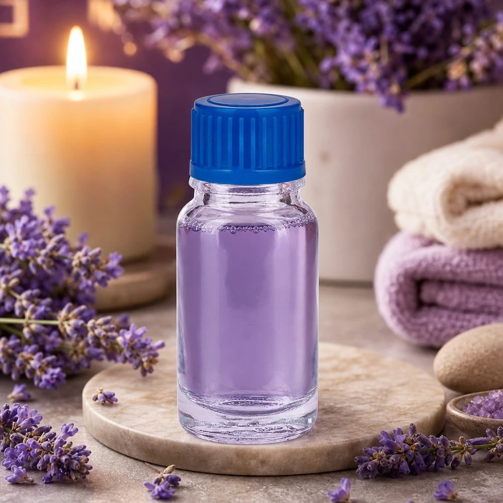 10ml Flasche 11mm Schraubverschluss blau Standard ClearLine UT18/10 ClearLine UT18/10 10ml Flasche blauer SV Kosmetikverpackung Lavendel Massage Spa Anwendung