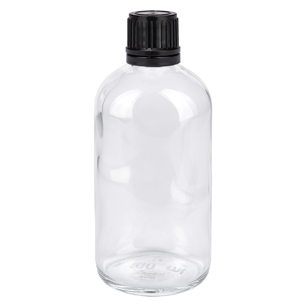 100ml Flasche 11mm Schraubverschluss schwarz Originalitätsverschluss ClearLine UT18/100