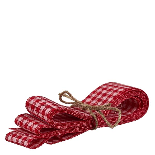 WECK-Mini-Tulpenglas 220ml komplett mit Honiglöffel Rot-weiß karierte Schleifenband-Rolle aus Stoff für WECK-Gläser Dekoration, natürliche Jute-Kordel gebunden