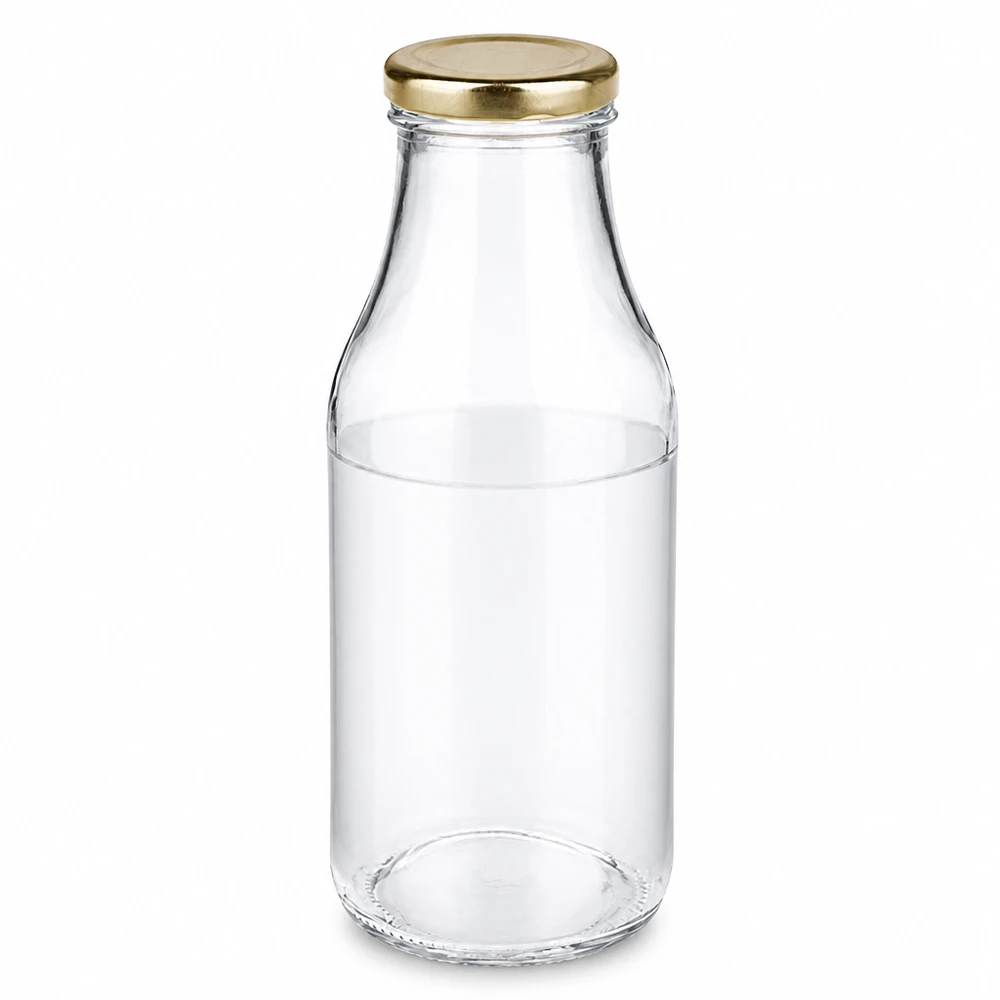 330ml Glasflasche + BasicSeal Deckel gold UNiTWIST Wiederverwendbare 330ml Glasflasche mit goldenem Schraubverschluss UNiTWIST BasicSeal