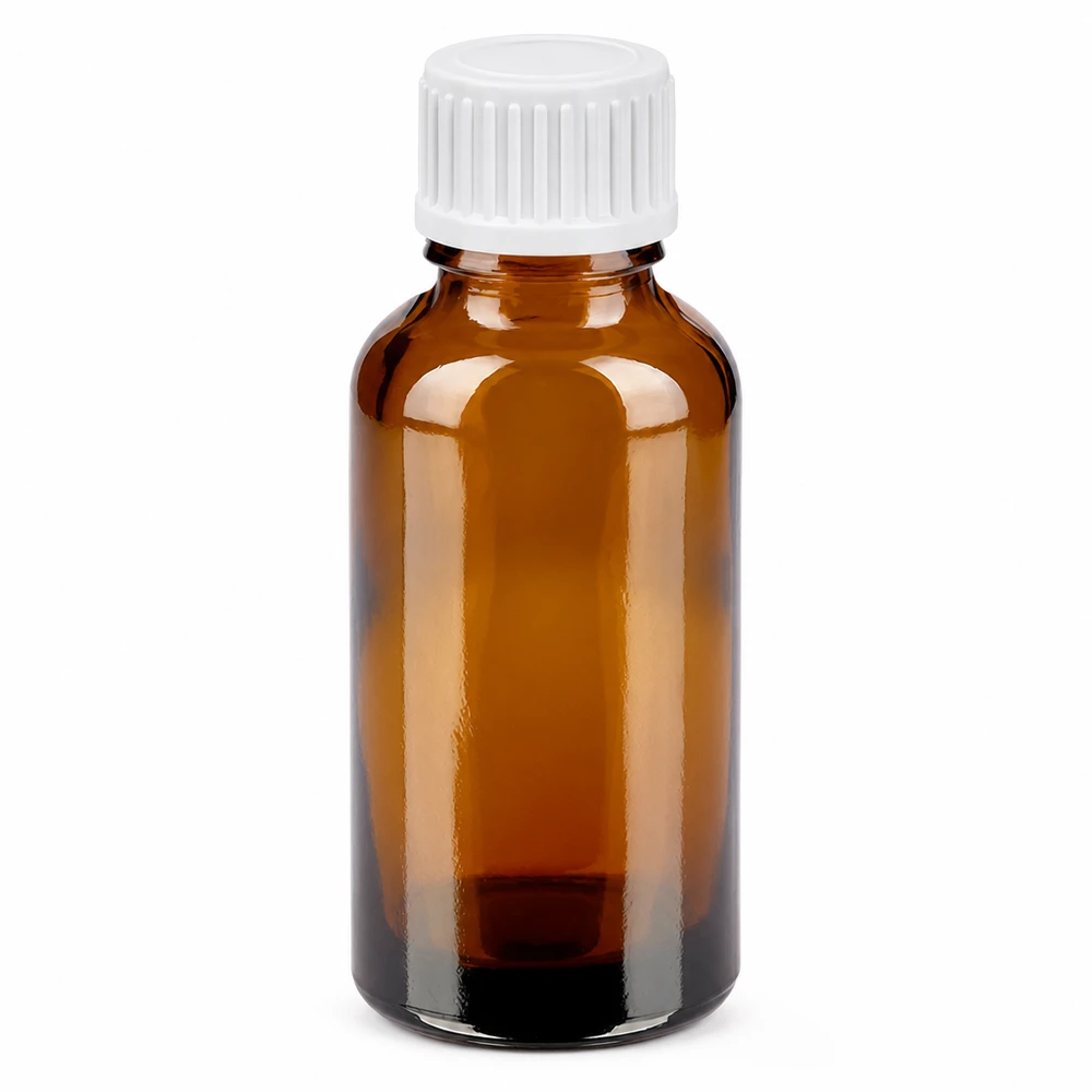 Pharmazeutische 30ml Braunglasflasche mit weißem Tropfverschluss für Tinkturen