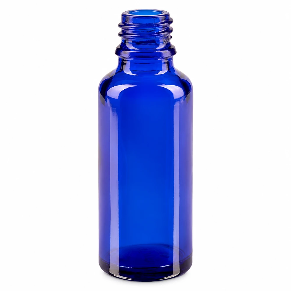Zylindrische kobaltblaue Glasflasche ApoGlas 30ml für Laboranwendungen