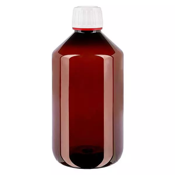 PET Flasche 500ml mit weißem Originalitätsverschluss fein geriffelt
