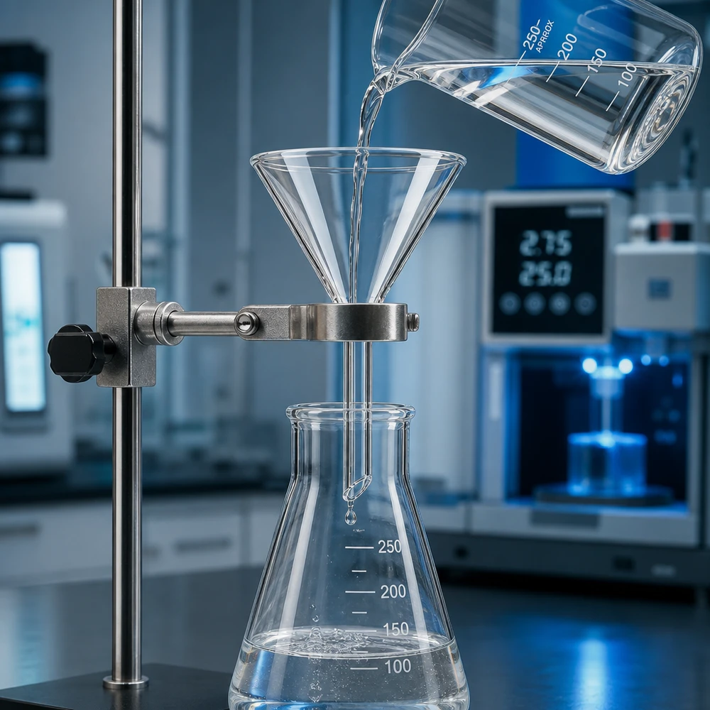 Trichter ø55mm Borosilikat Winkel 60 Kurzstil Chemieresistenter Kurzstil Trichter 55mm Durchmesser für aggressive Lösungsmittel
