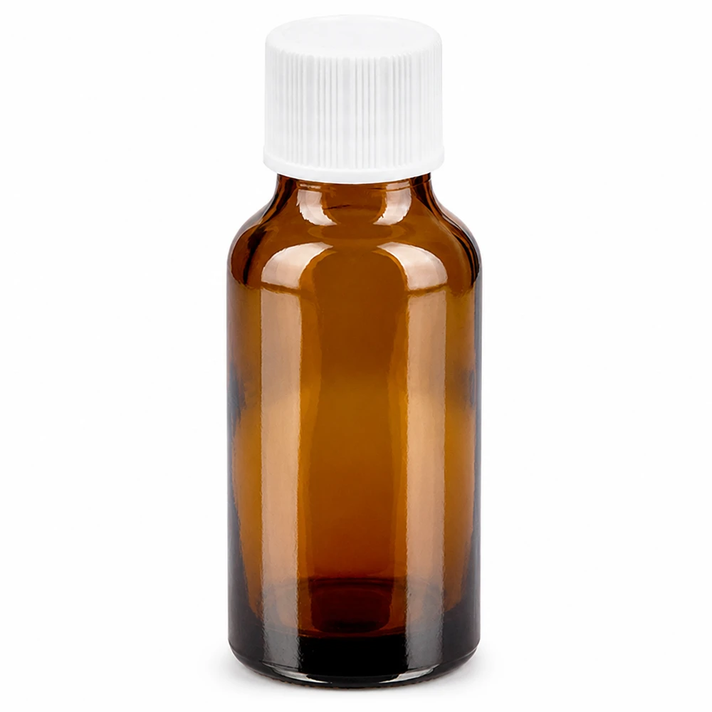 Hochwertige 20ml Braunglasflasche mit weißem Deckel für Labor und Medizin