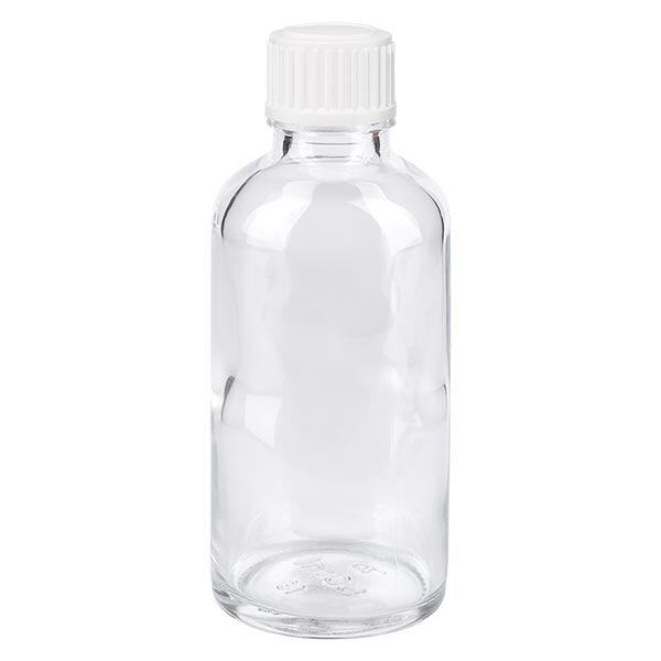Apothekenflasche klar 50ml Tropfverschluss weiß 0.8mm Standard