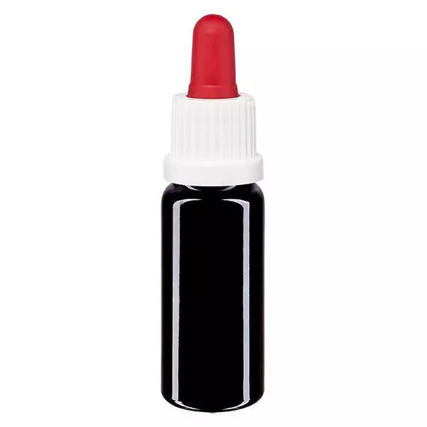 Apothekenflasche violett 10ml Pipette weiß/rot Originalitätsverschluss Apothekenflasche violett 10ml Pipette weiß/rot Originalitätsverschluss