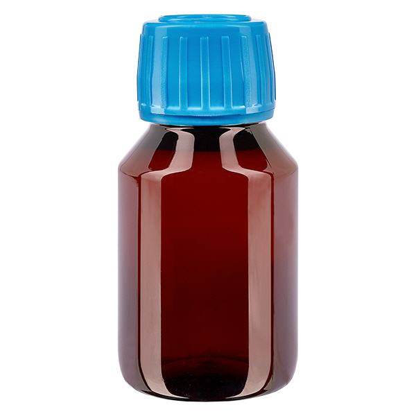 PET Flasche 50ml mit blauem Verschluss Originalitätsverschluss PET Flasche 50ml mit blauem Verschluss Originalitätsverschluss