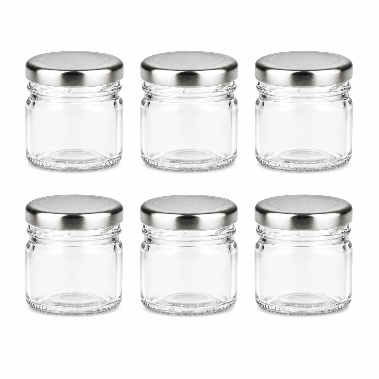 33 ml Rundglas 6er-Set mit Deckel (Deckelfarbe: silber) – UNiTWIST 33 ml Rundglas 6er-Set mit Deckel (Deckelfarbe: silber) – UNiTWIST