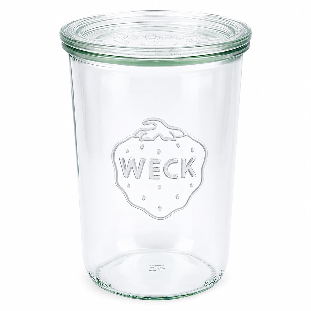 850ml Sturzglas mit Glasdeckel WECK RR100 WECK Sturzglas 850ml mit Glasdeckel RR100 Einmachglas transparent mit WECK Logo für Konservierung