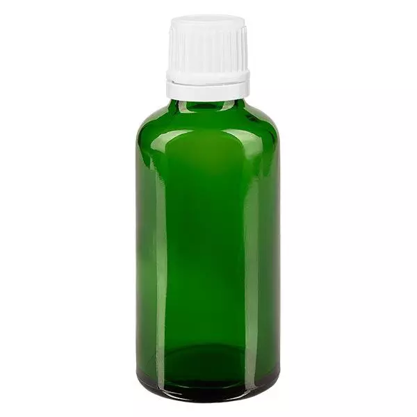 Apothekenflasche grün 50ml Schraubverschluss weiß Originalitätsverschluss